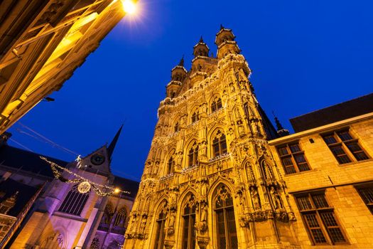 Leuven City Hall on Grote Markt. Leuven,  Flemish Region, Belgium