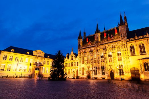 Bruges City Hall on Burg Square. Bruges, Flemish Region, Belgium