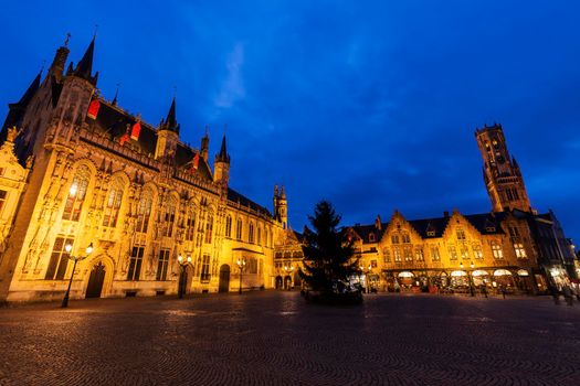 Bruges City Hall on Burg Square. Bruges, Flemish Region, Belgium