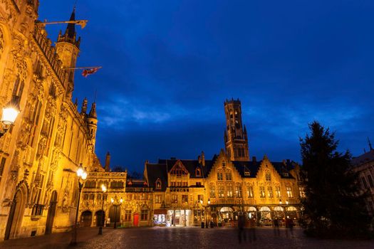 Bruges City Hall on Burg Square. Bruges, Flemish Region, Belgium