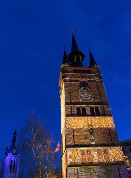 Belfry of Kortrijk and St. Martin's Church. Kortrijk, Flemish Region, Belgium