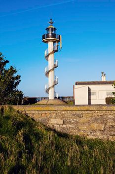 Berck Lighthouse. Berck, Nord-Pas-de-Calais-Picardy, France. Cel phone antenna installed on the top.