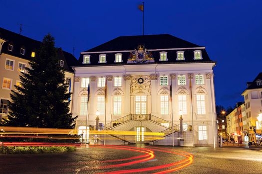 Bonn Rathaus at night. Bonn, North Rhine-Westphalia, Germany