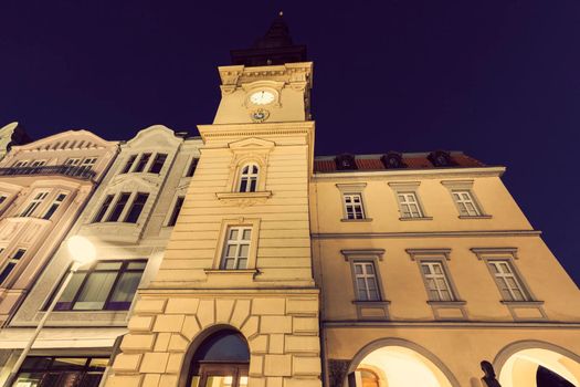 Old Rathaus in Ostrava at night. Ostrava, Moravian-Silesian Region, Czech Republic.