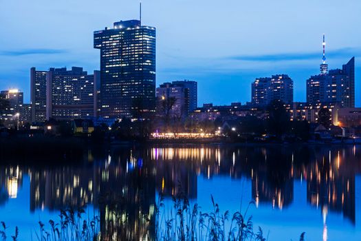 Skyline of Donau City - Vienna DC. Vienna, Austria.