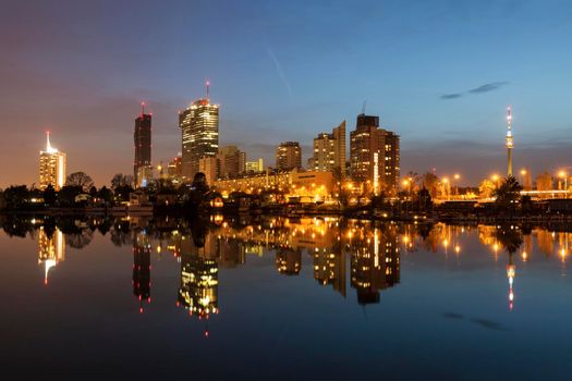 Skyline of Donau City - Vienna DC. Vienna, Austria.