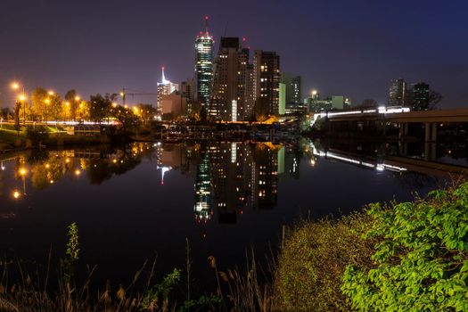 Skyline of Donau City - Vienna DC. Vienna, Austria.