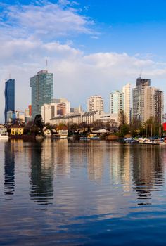 Skyline of Donau City - Vienna DC. Vienna, Austria.