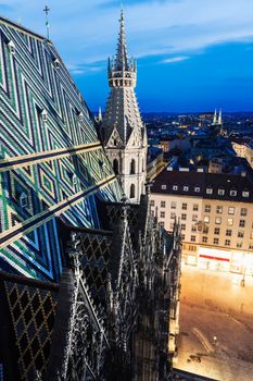 Roof of St. Stephen's Cathedral in Vienna. Vienna, Austria.
