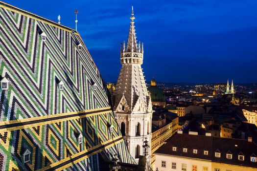 Roof of St. Stephen's Cathedral in Vienna. Vienna, Austria.