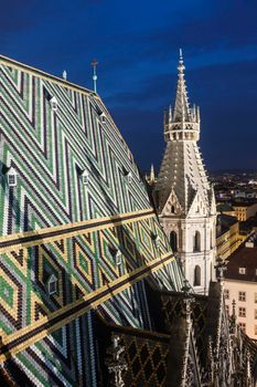 Roof of St. Stephen's Cathedral in Vienna. Vienna, Austria.