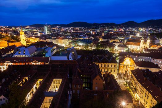 Graz panorama from Castle Hill in Graz. Graz, Styria, Austria.