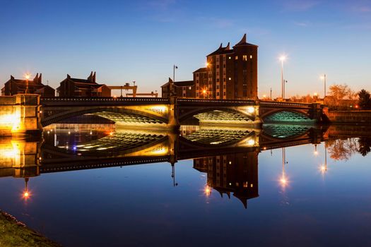 Belfast architecture along River Lagan. Belfast, Northern Ireland, United Kingdom.