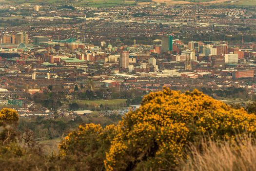 Aerial panorama of Belfast. Belfast, Northern Ireland, United Kingdom.