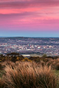 Aerial panorama of Belfast. Belfast, Northern Ireland, United Kingdom.