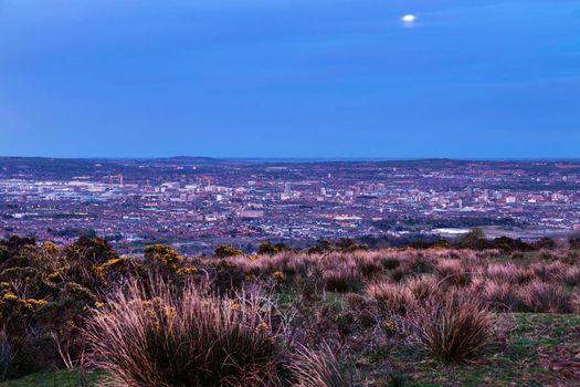 Aerial panorama of Belfast. Belfast, Northern Ireland, United Kingdom.