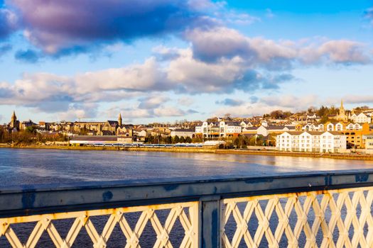 Derry panorama from Craigavon Bridge. Derry, Northern Ireland, United Kingdom.