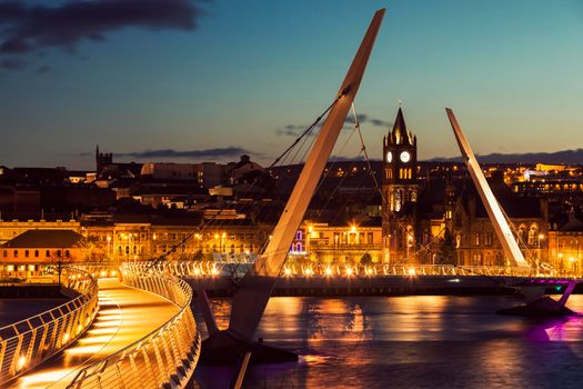 Peace Bridge in Derry. Derry, Northern Ireland, United Kingdom.