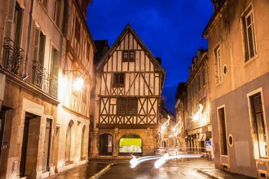 Dijon Old Town at night. Dijon, Burgundy, France