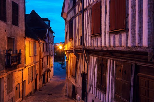 Old architecture of Auxerre. Auxerre, Burgundy, France