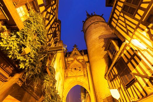 Auxerre Clock Tower before sunrise. Auxerre, Burgundy, France