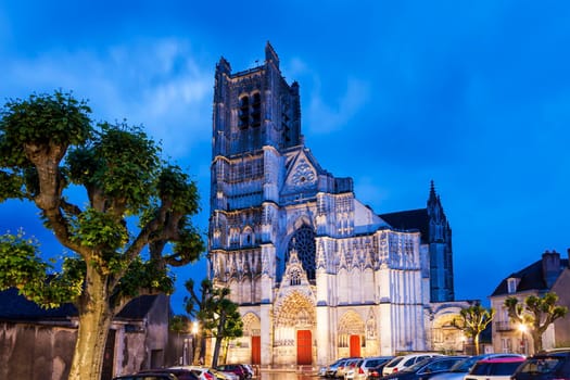 Auxerre Cathedral at dawn. Auxerre, Burgundy, France