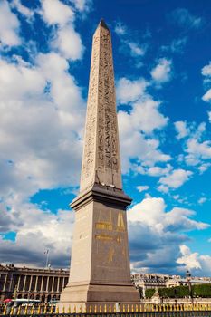 Obelisk of Luxor on Place de la Concorde in Paris in Paris. Paris, France