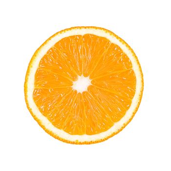 Orange fruit slice isolated on a white background.