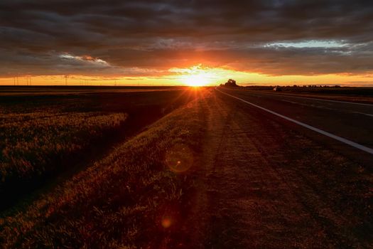 Background night track with sunset.
