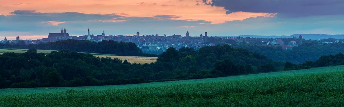 Panorama of Rothenburg at sunrise. in Rothenburg, Bavaria, Germany