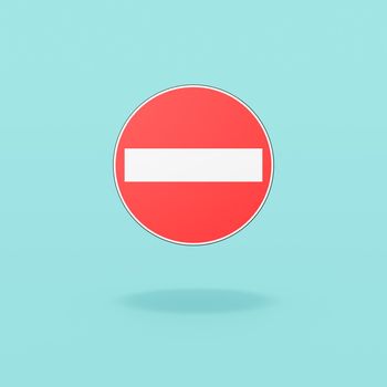 Access Denied Road Sign Isolated on Flat Blue Background with Shadow 3D Illustration