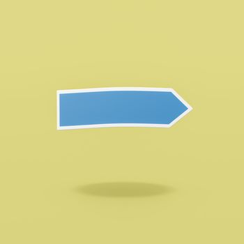 Cartoon Blue Blank Directional Arrow Isolated on Flat Yellow Background with Shadow 3D Illustration