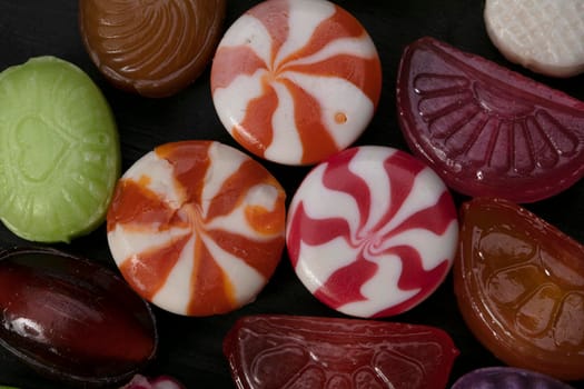 Caramel close up. Multi-colored sweets.