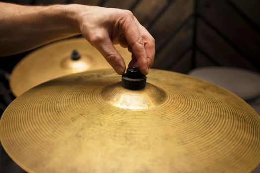Copper musical plate from a drum kit.