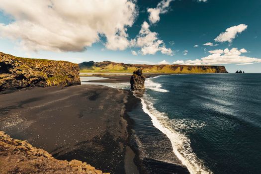 View of Suðurland beach in Iceland