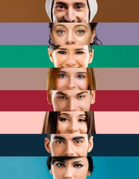 Collage of multiple portraits of women and men