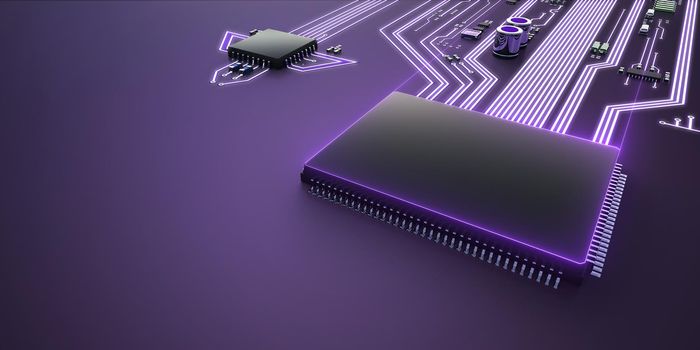 Abstract illustration of competing processors. The best processor is ahead