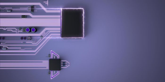 Abstract illustration of competing processors. The best processor is ahead