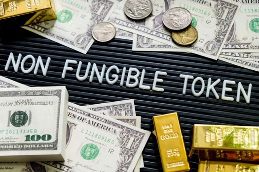 Concept image of NFT nonfungible tokens background