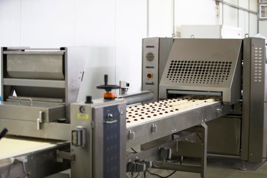Industrial line for baking cookies. Wholesale professional production of culinary products