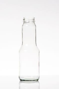 clear glass bottle isolated on white background