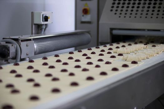 Industrial line for baking cookies. Wholesale professional production of culinary products