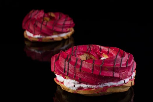 brewed cake with bright pink icing
