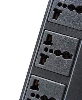 closeup black universal plug socket without plug