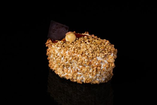 cake with walnut on a dark background
