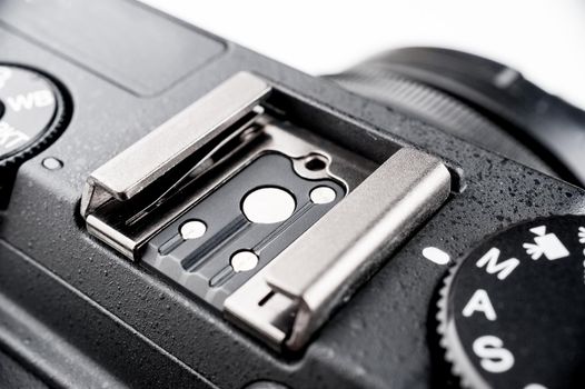 closeup details of professional digital camera