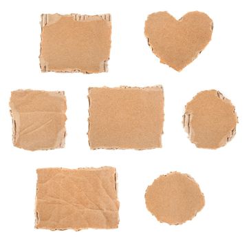 Set of cardboard with torn edges isolated on white