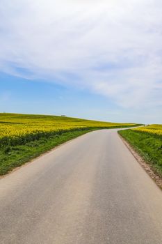 Beautiful view on countryside roads with fields in northern europe.