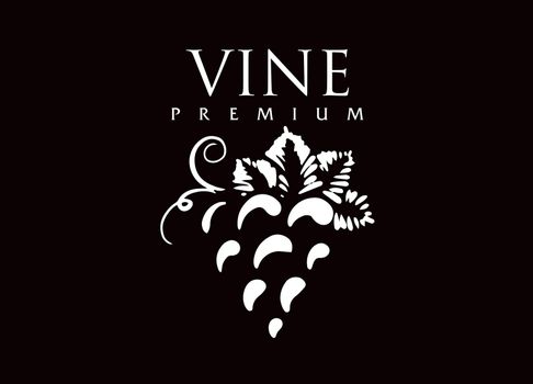 Vector logo drawn by hand. Bunch of grapes for making wine.