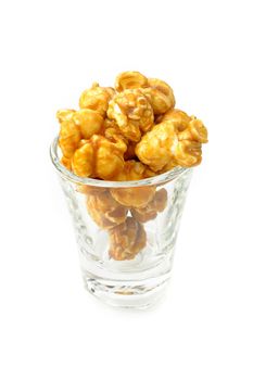 caramel popcorn isolated on white background